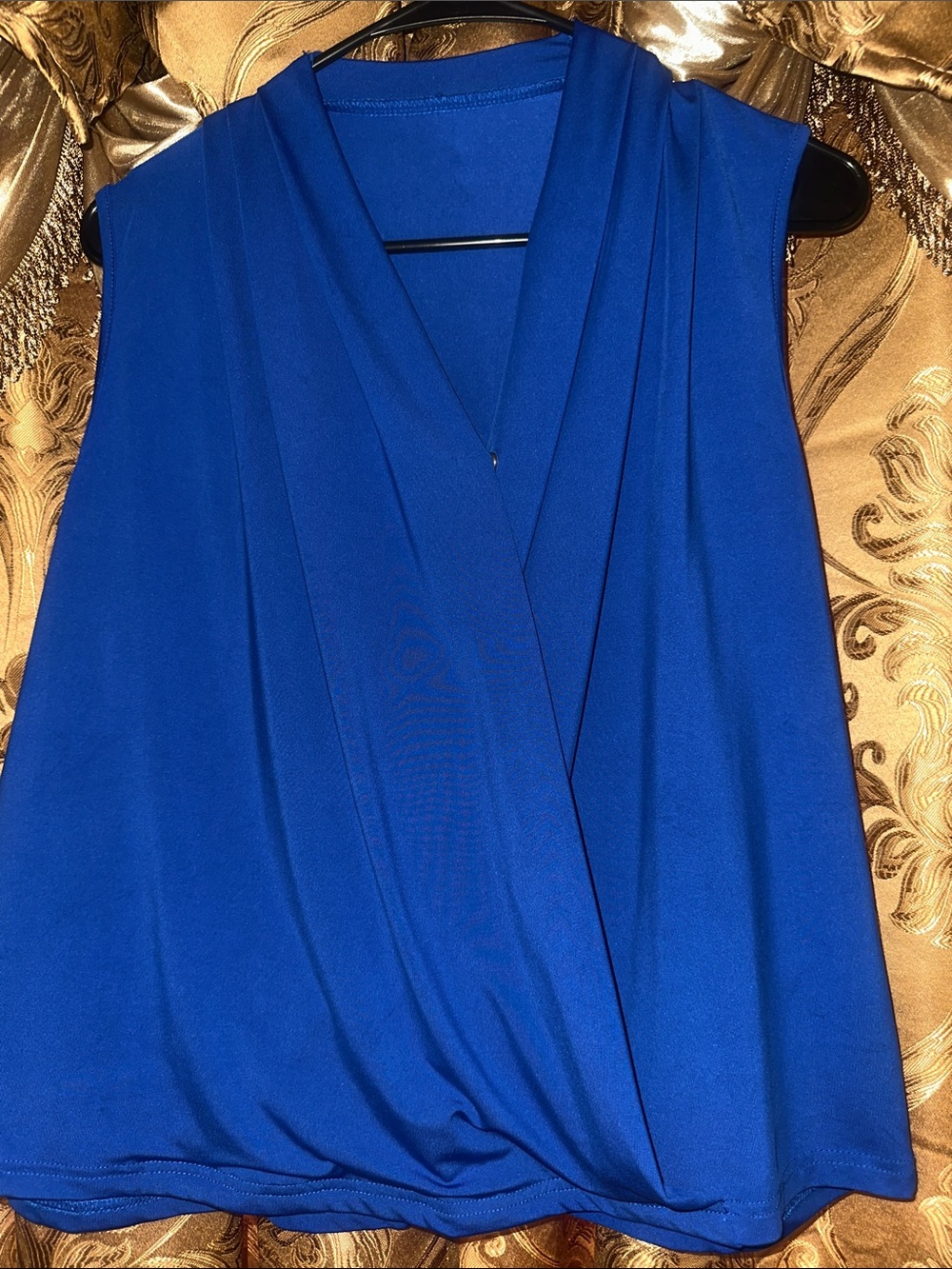 Sleeveless Draped V-Neck Camisole in Royal Blue